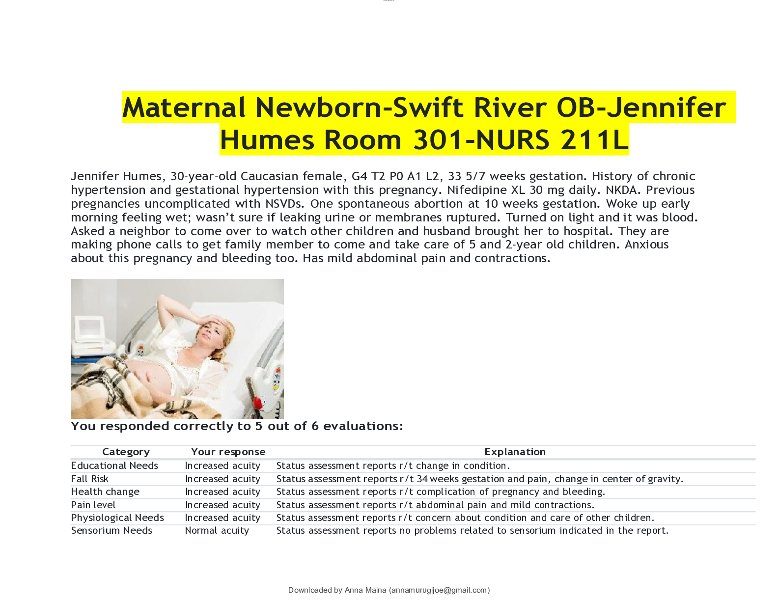 Preview of Maternal Newborn-Swift River OB-Jennifer Humes Room 301-NURS 211L